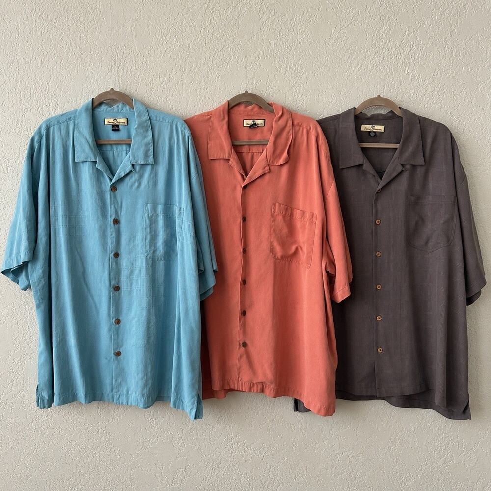 Tommy Bahama Men's XXL 100% Silk Short Sleeve Button Down Shirt *discolored
